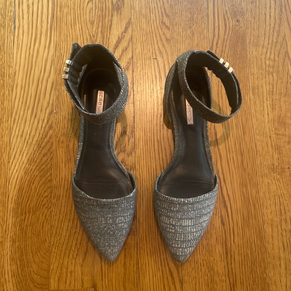 BCBGeneration Pointy Toe Snakeskin Ballet Flats